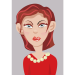 vector drawing of lop-eared woman caricature