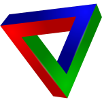 Clip art of an impossible triangle in color