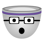 Vector image of scared nerdy face cup