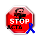 Stop ACTA sign with blue ribbon vector image