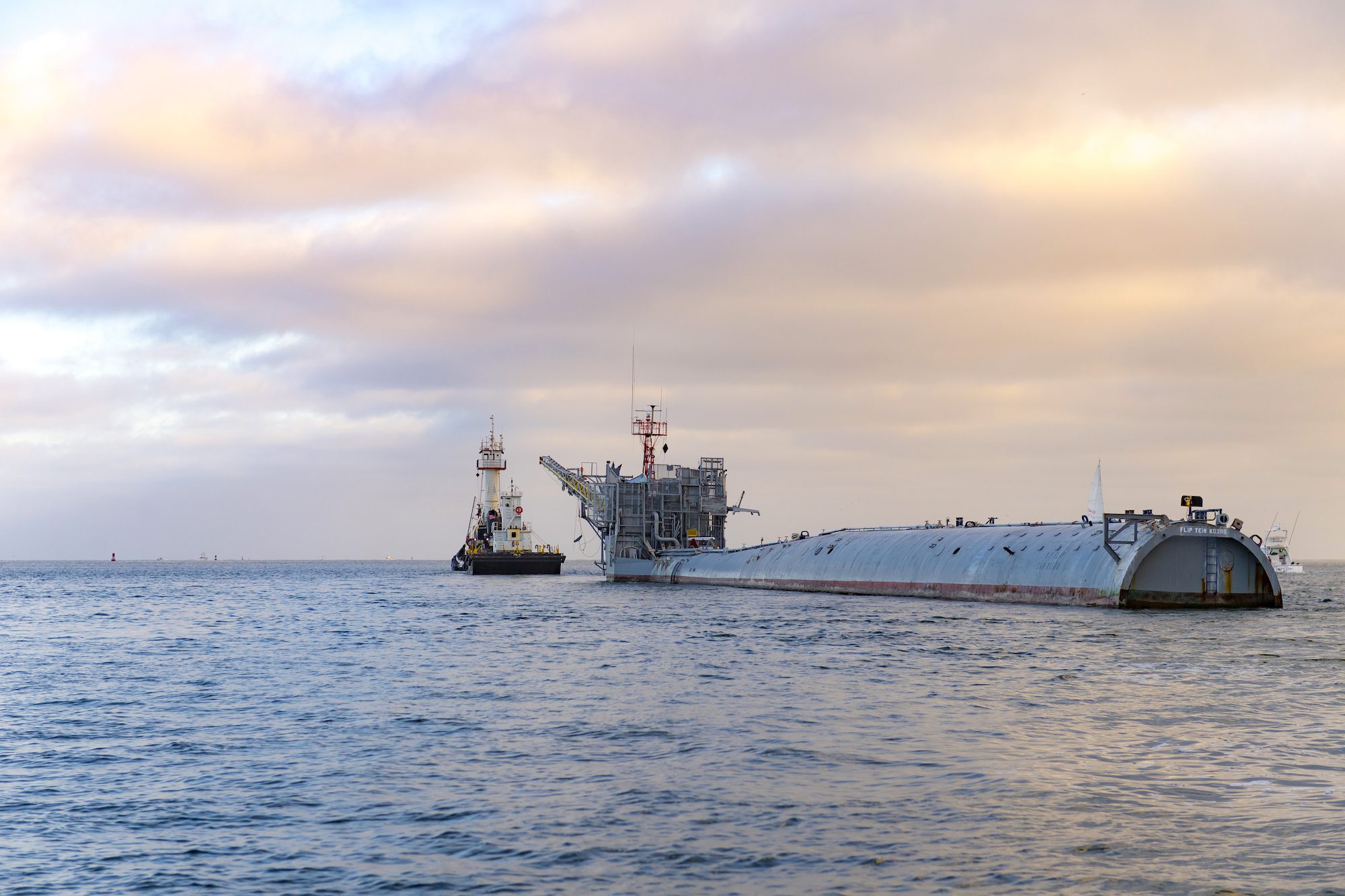 FLIP platform being towed to sea