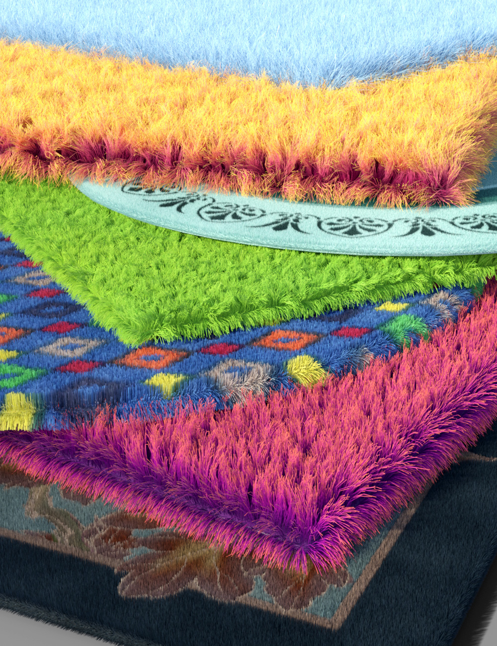 Fluffy Rugs by: esha, 3D Models by Daz 3D