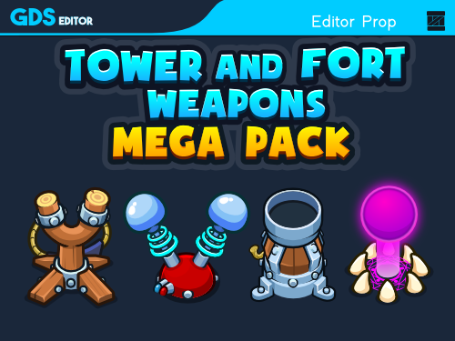 Top down tower defence and fort weapons mega pack