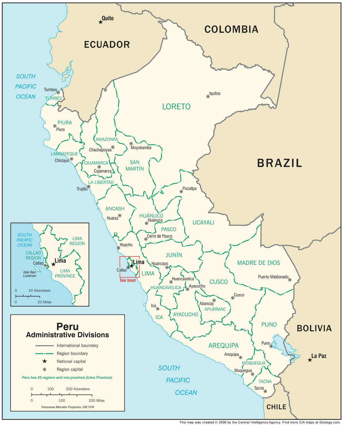 Physical Map Of Peru