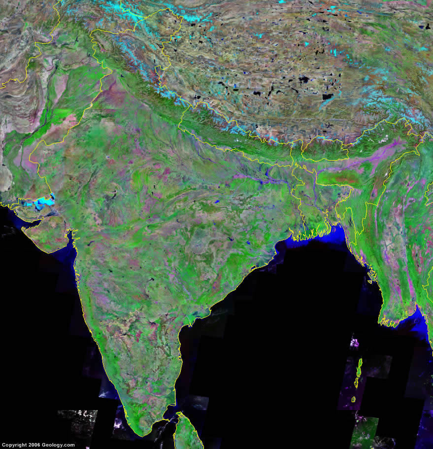 India Map And Satellite Image