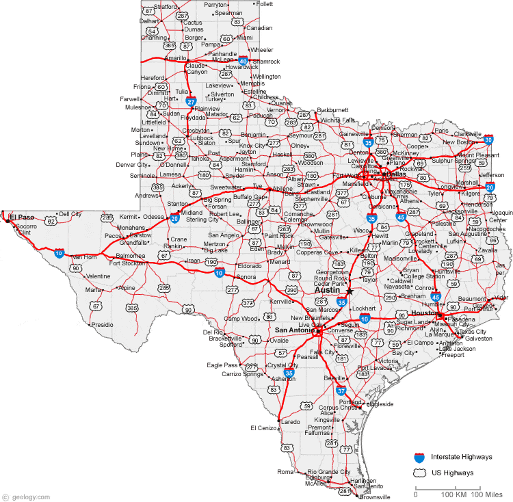 City And County Map Of Texas - United States Map