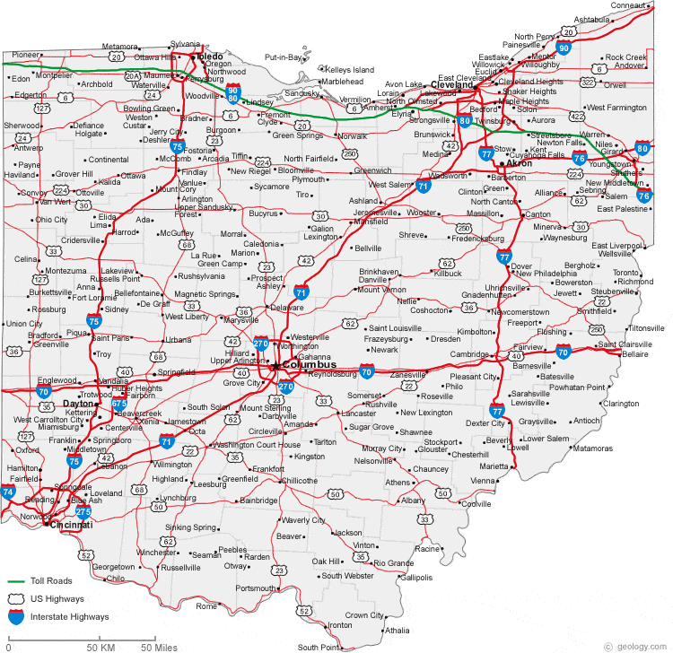 Map Of All Ohio Cities