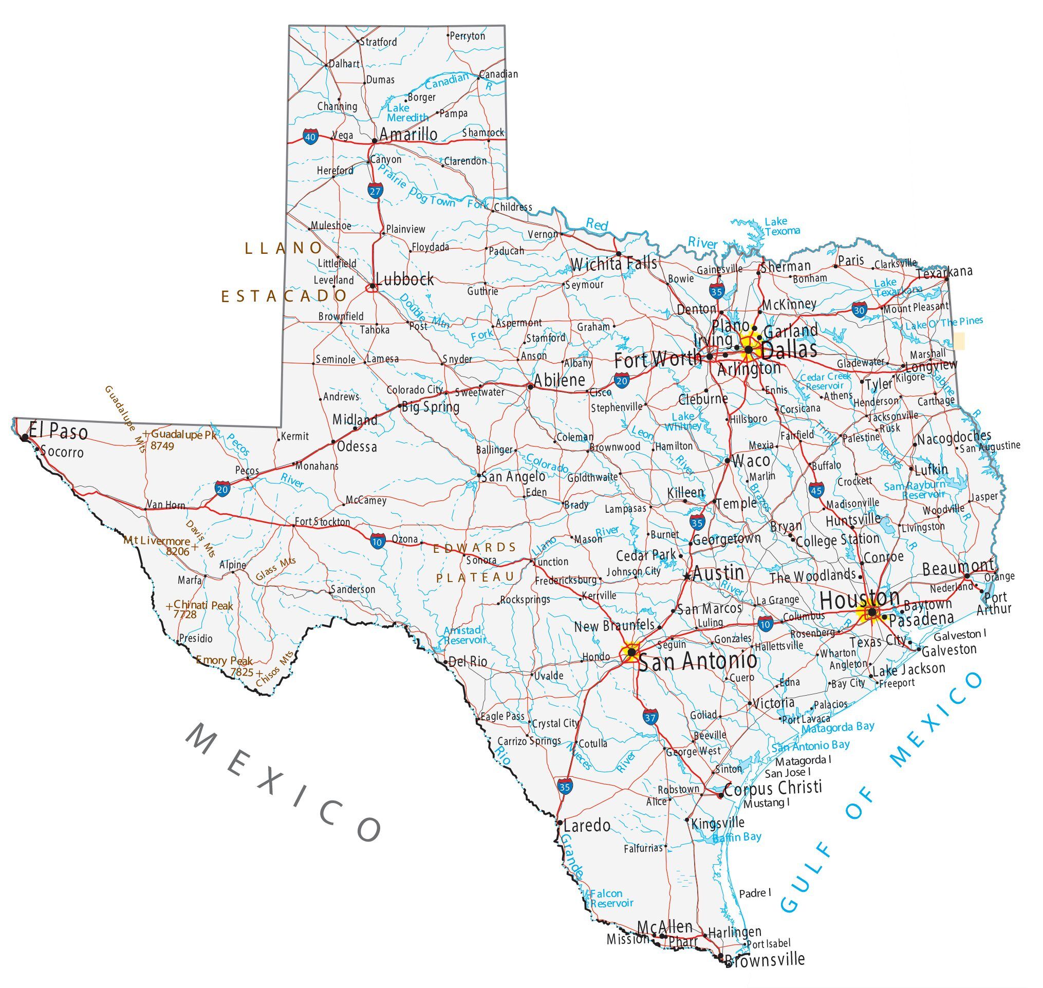 Map Of Texas With Towns And Cities - Show Me The United States Of ...