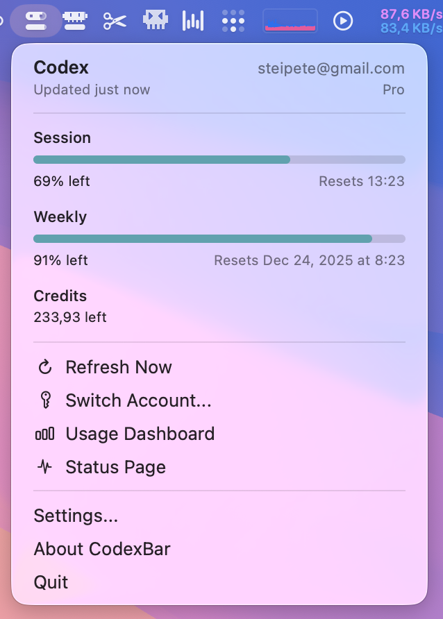 CodexBar Screenshot