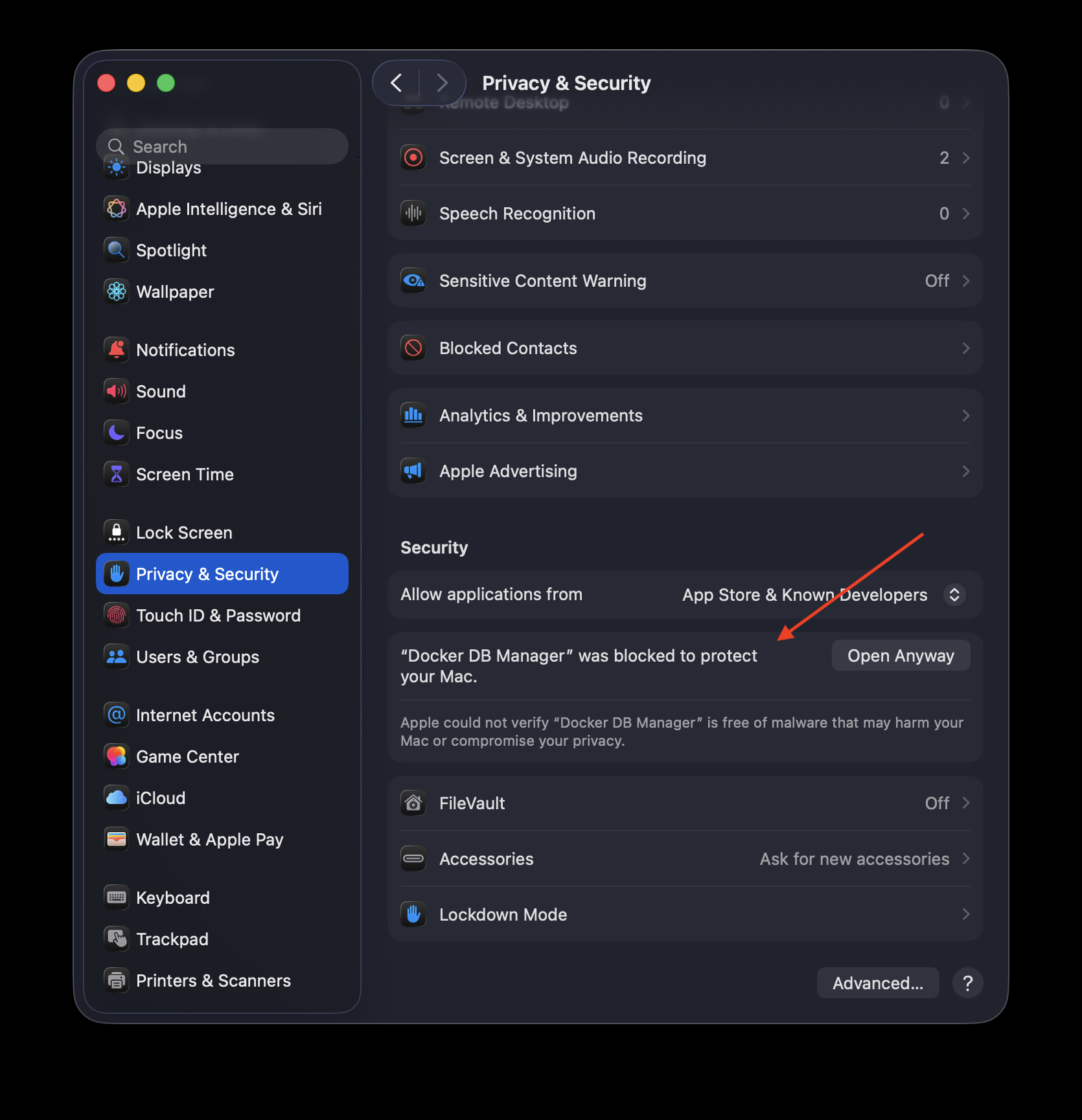 macOS Security Settings