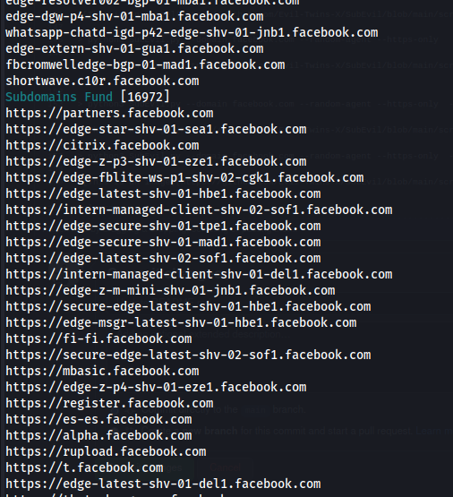 python3 SubEvil.py --domain facebook.com --random-agent --https-only 