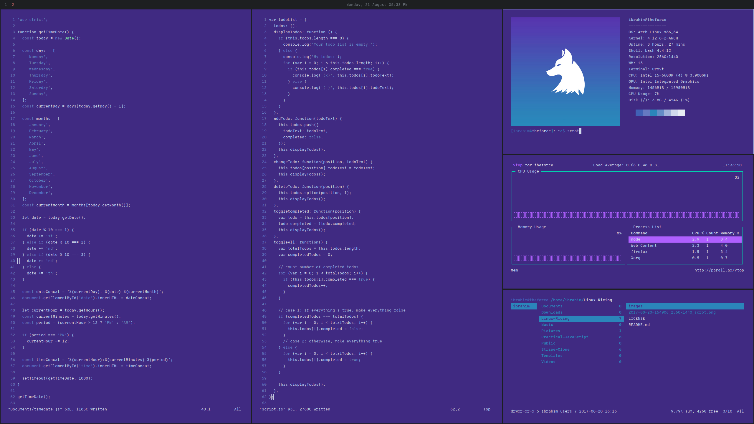 Example of i3WM tiling