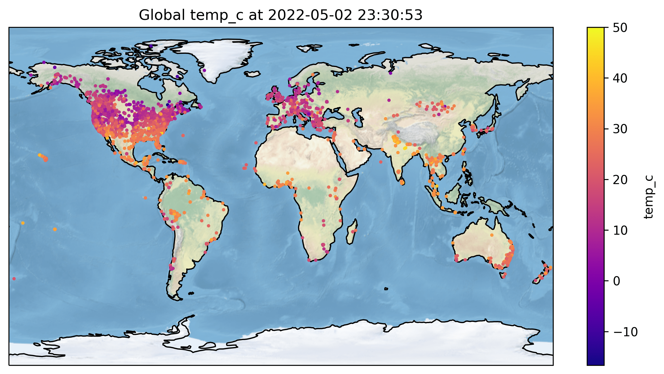 Global Sensor Map with Celsius Scale