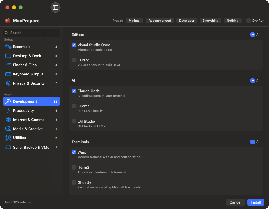MacPrepare UI