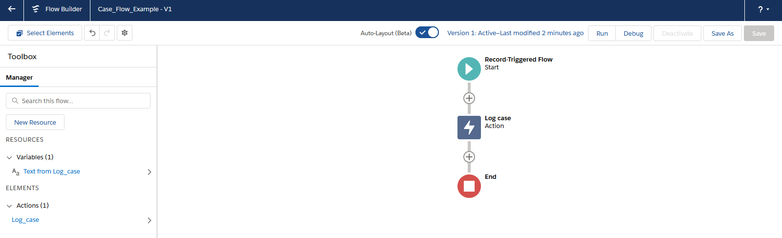 Flow Builder: Log Case