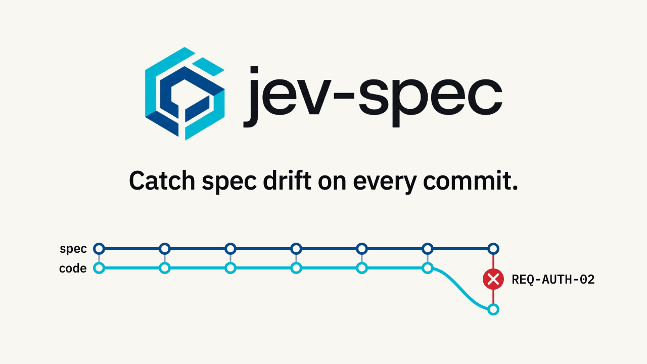 jev-spec: catch spec drift on every commit