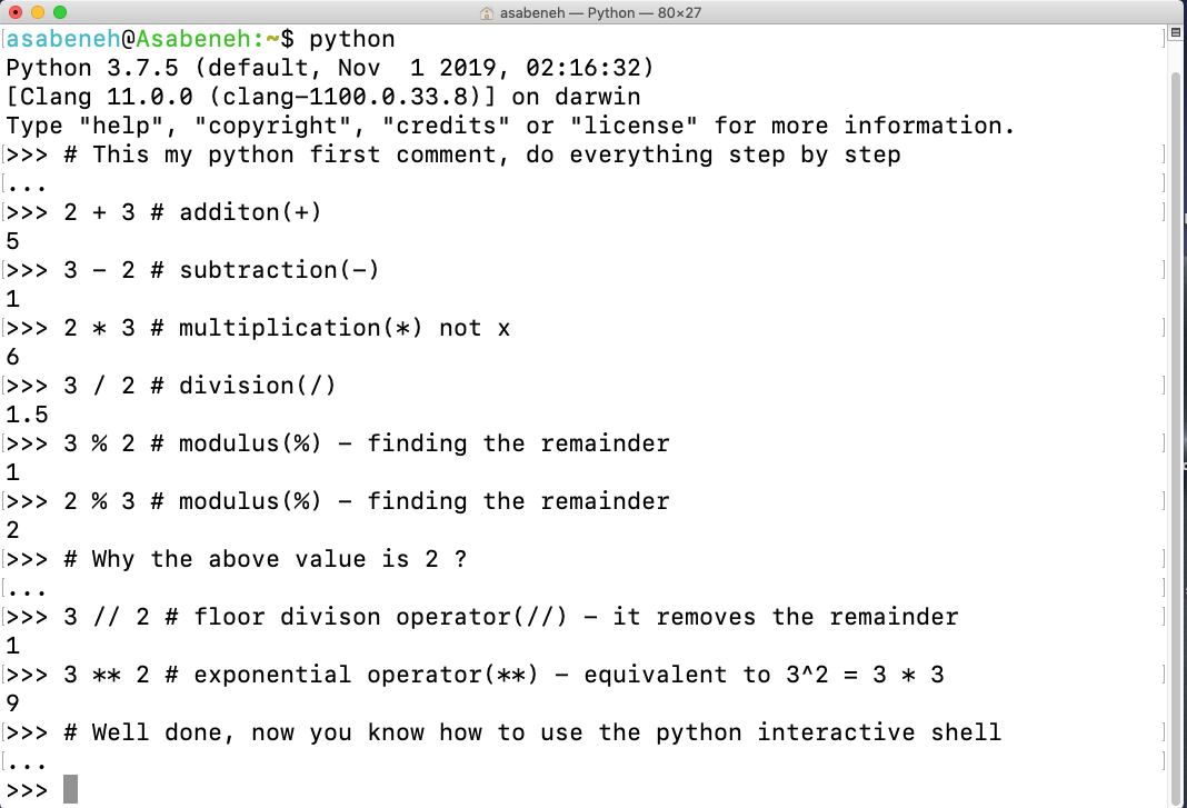 Математика в python shell