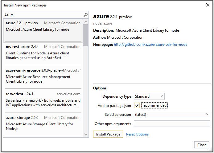 Search npm package