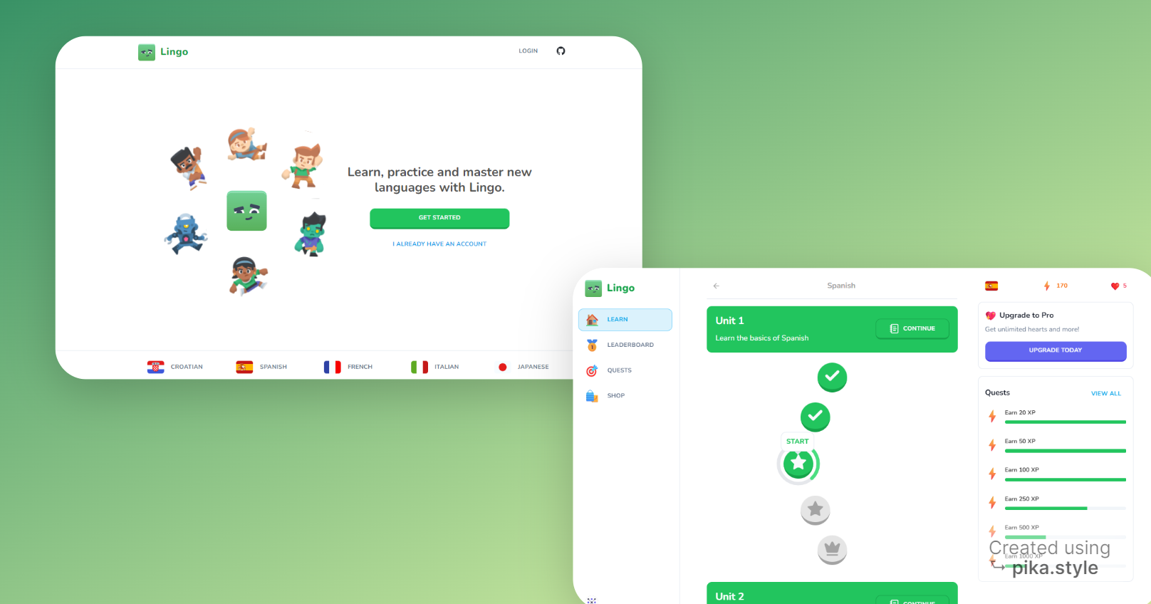 Lingo main screen