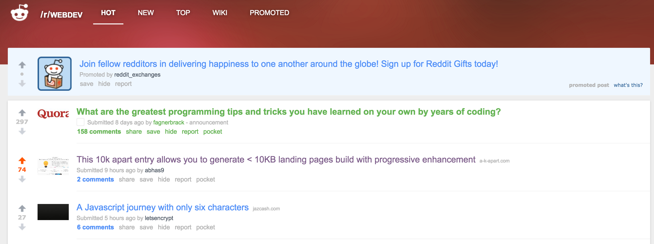 Reddit webdev