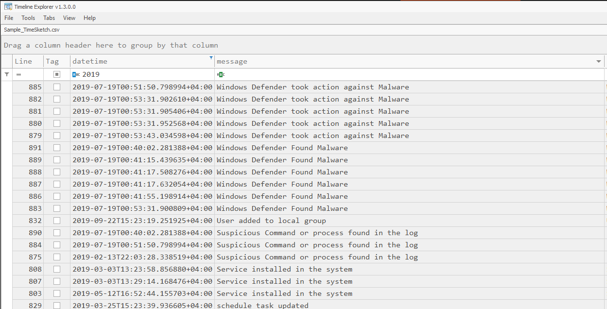 APT-Hunter CSV Output with Time Sketch