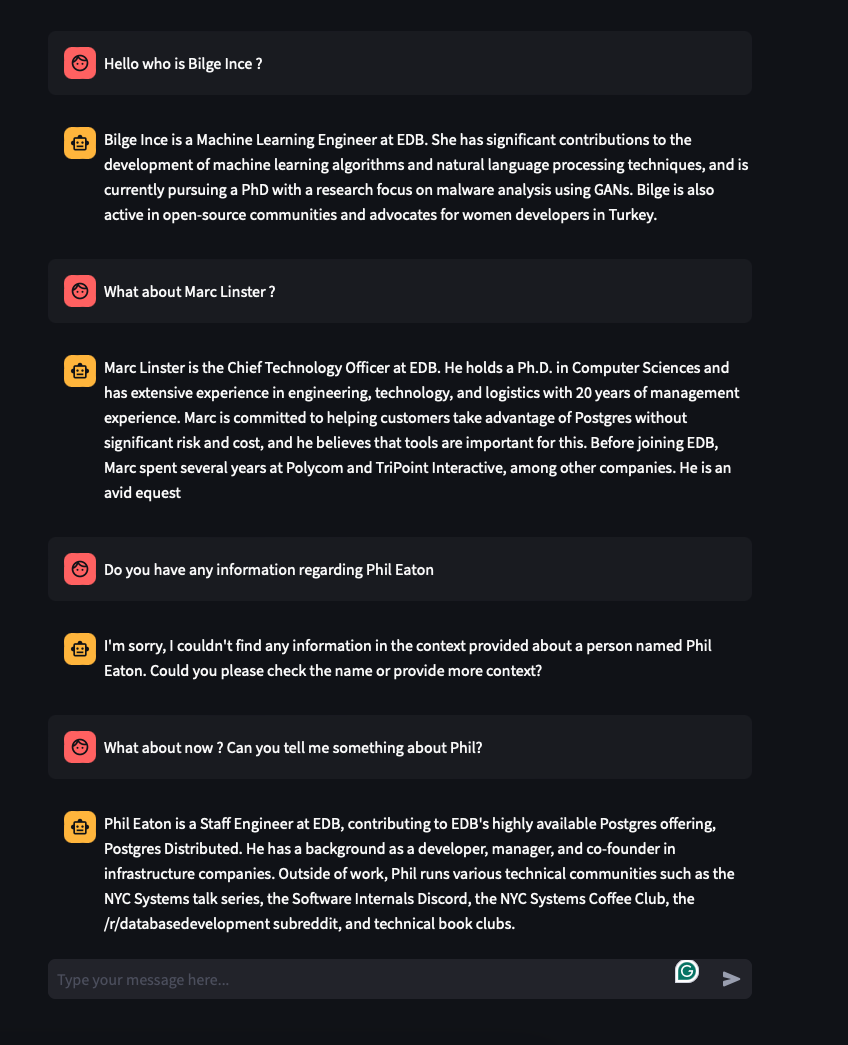 Sample Chat Console Output