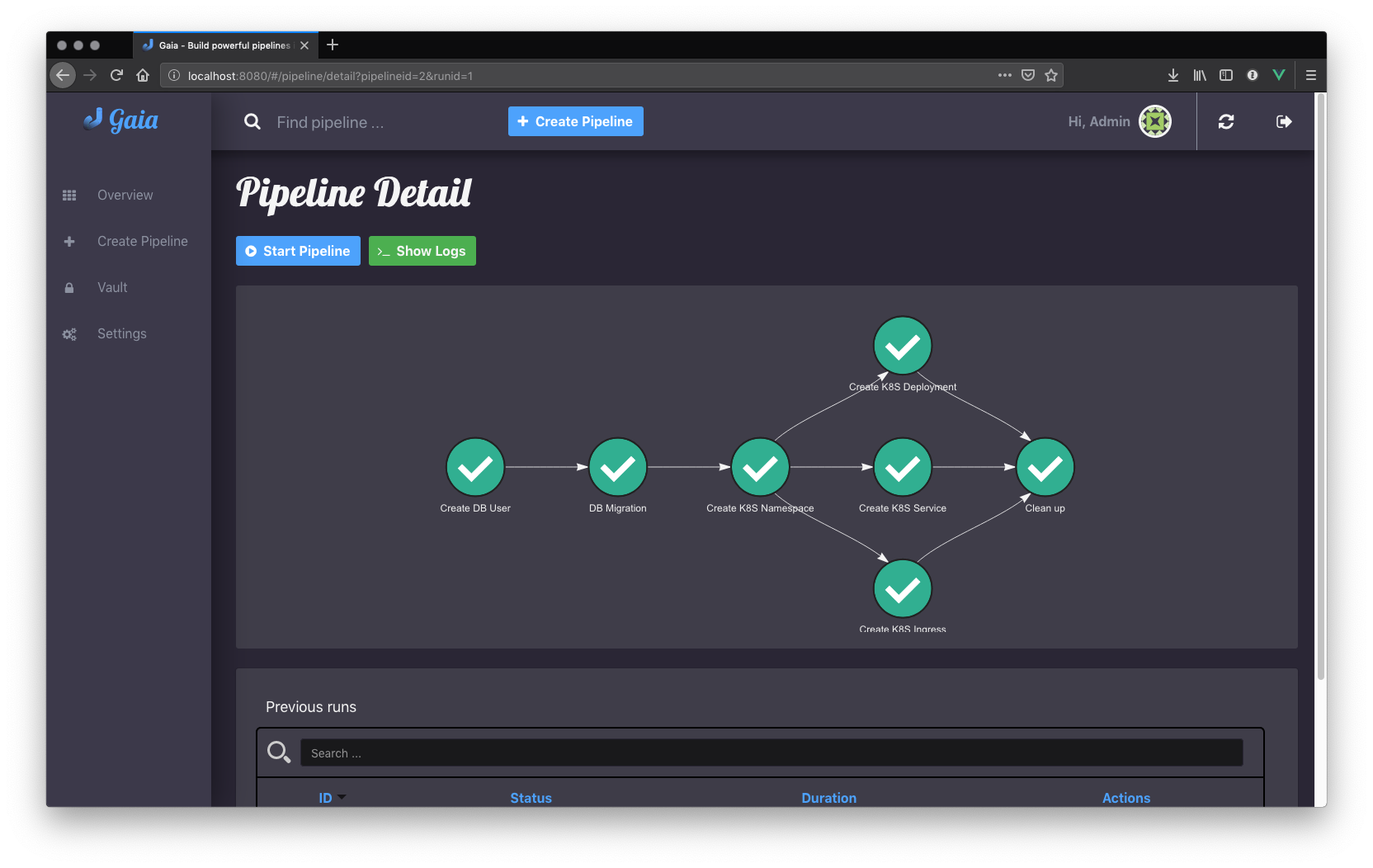 gaia pipeline detailed screenshot