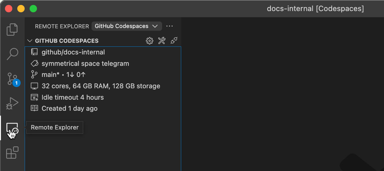 Screenshot of the Remote Explorer in VS Code