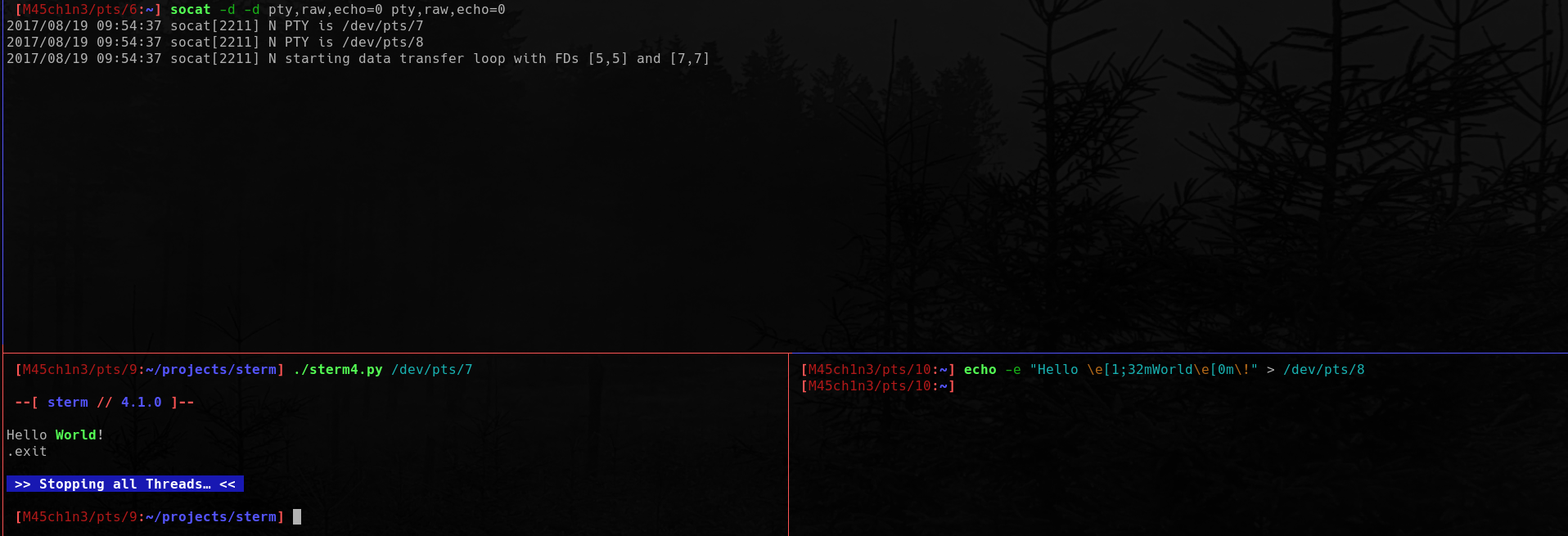 A picture that demonstrates the possibility of receiving ANSI escape sequences and unicode charaters