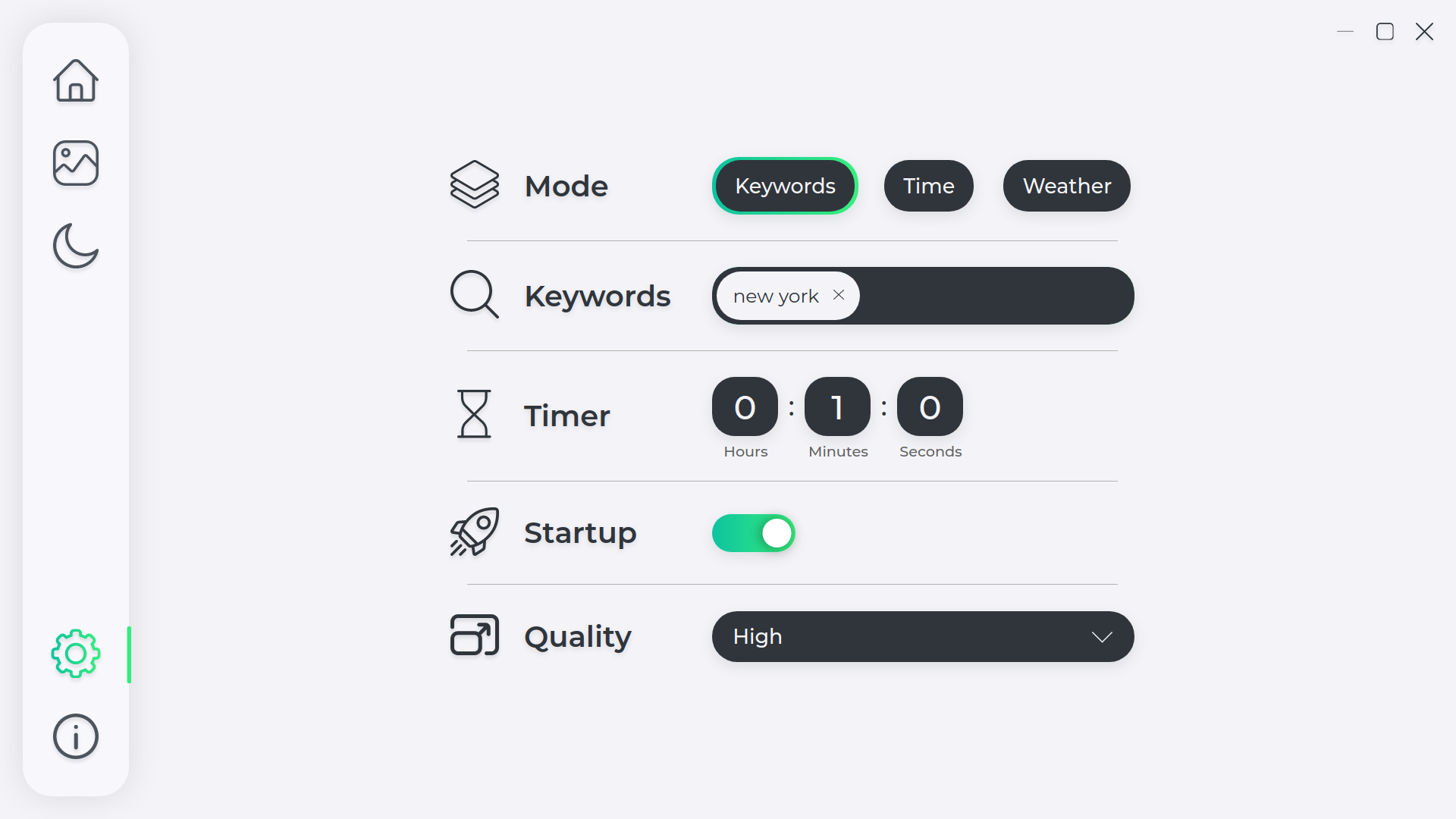 Light Settings Screen