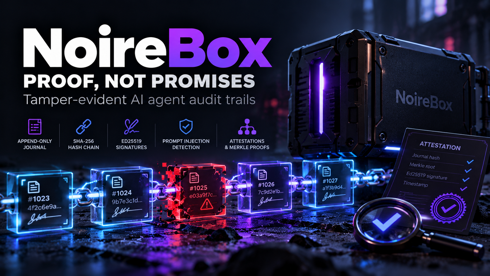 NoireBox — proof, not promises: tamper-evident AI agent audit trails