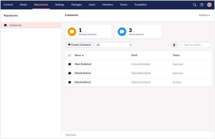 Example Umbraco UI Builder UI