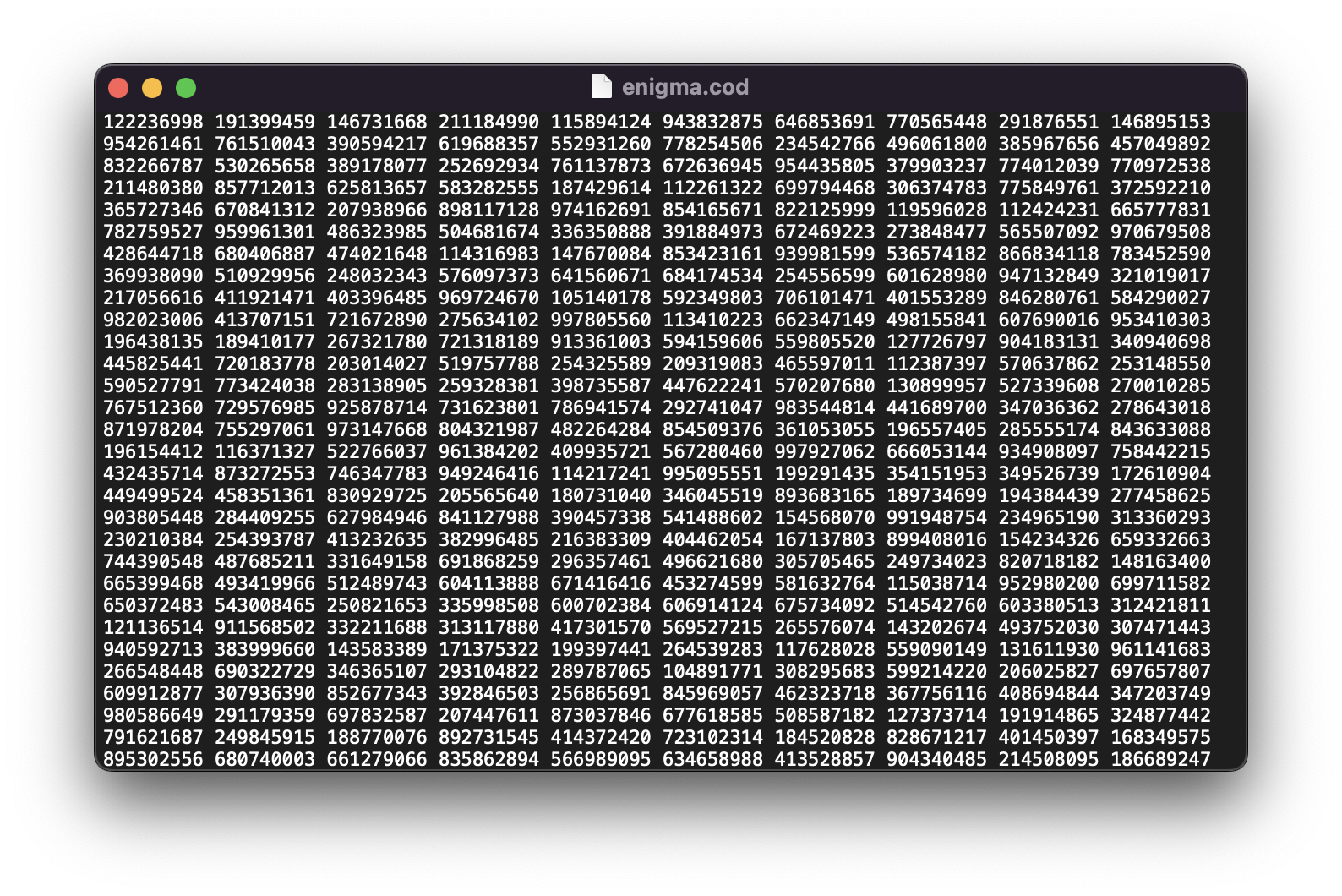 Enigma cypher result