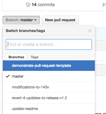 Branch dropdown menu