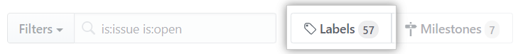 Registerkarte „Labels" (Kennzeichnungen) auf der Issue- oder Pull-Request-Seite eines Repository