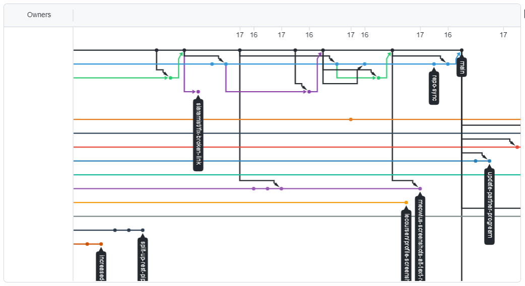 Screenshot of the repository network graph.