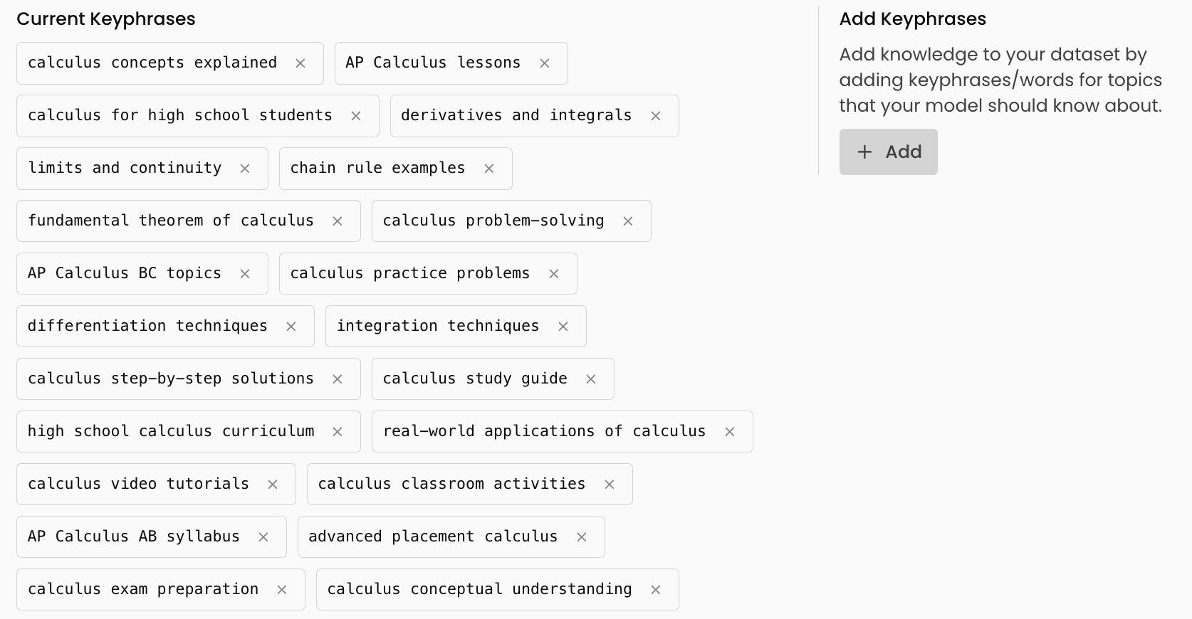 Customize knowledge topics