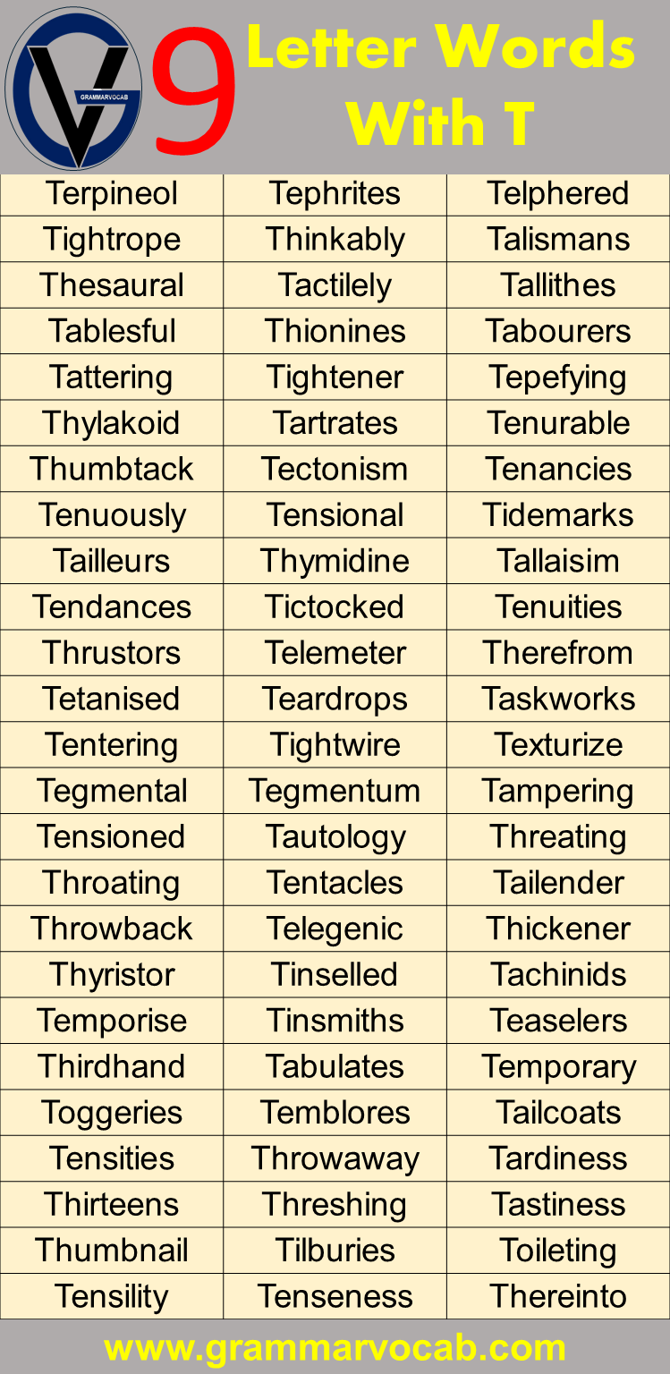 Nine Letter Words Starting With T