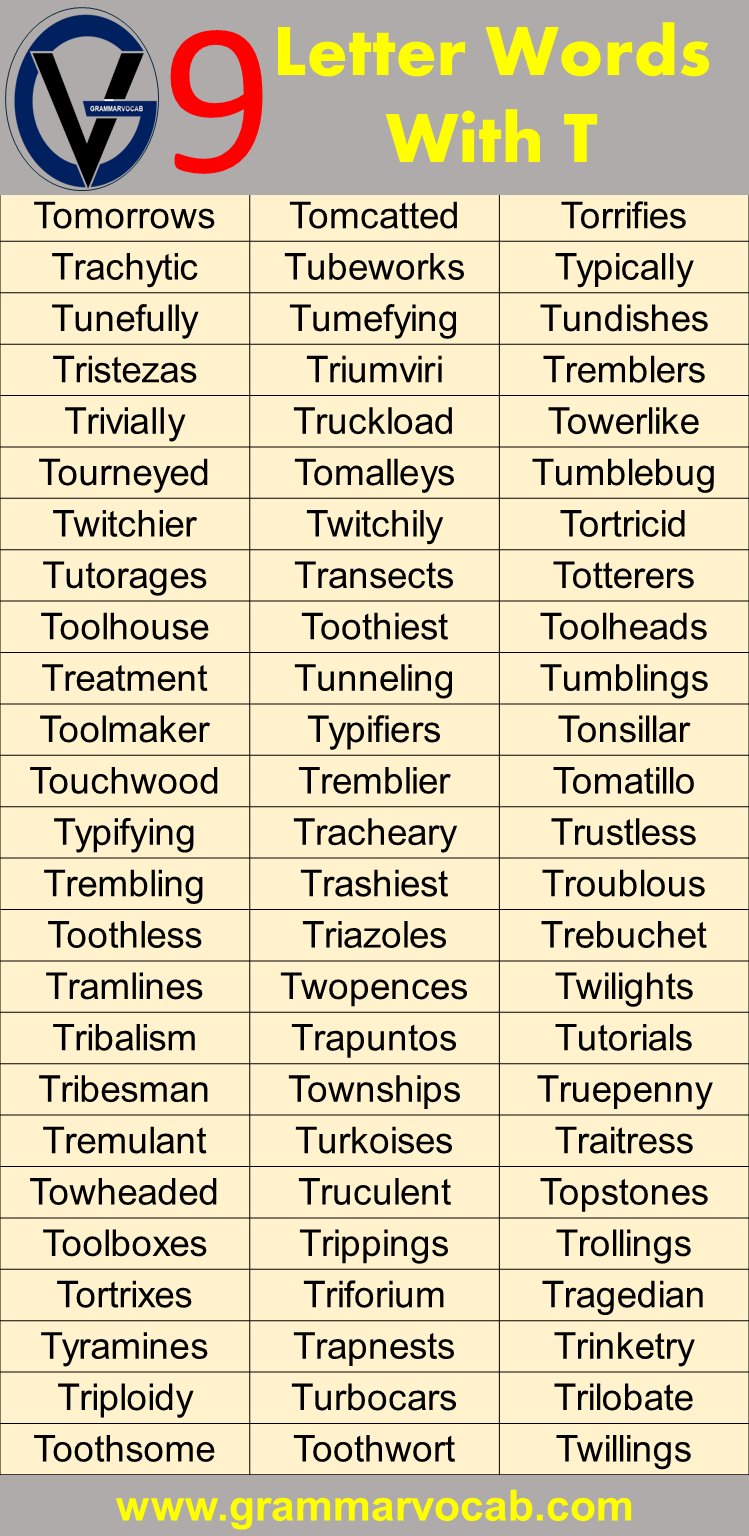 Nine Letter Words Starting With T