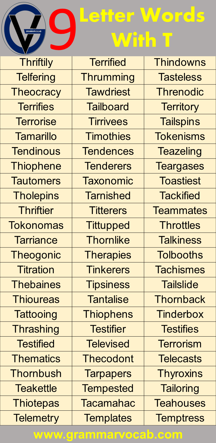 nine letter words that start with t