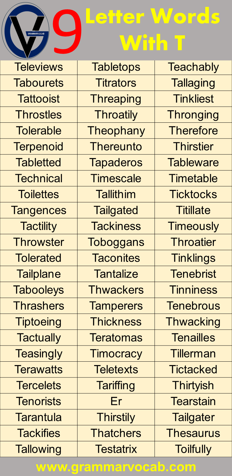 Nine Letter Words Starting With T