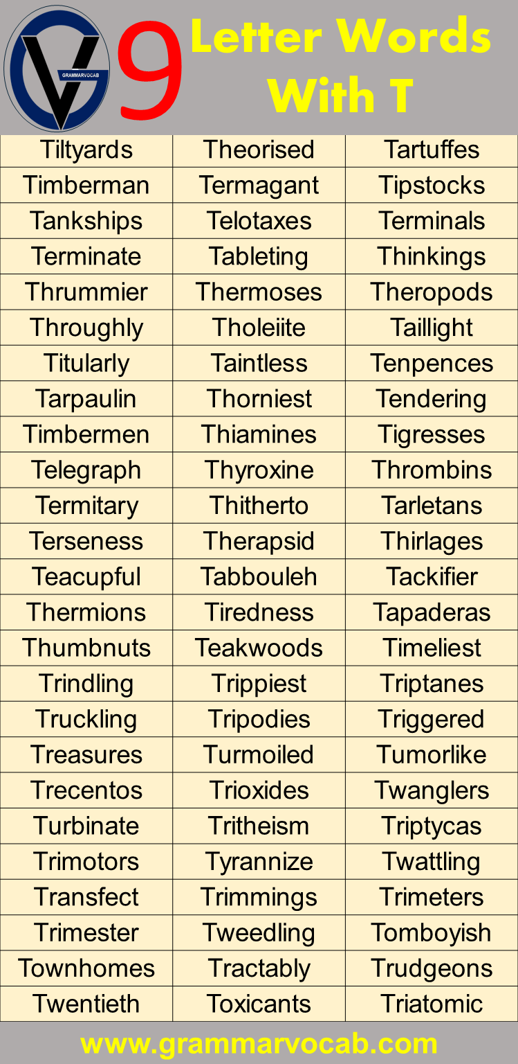 nine letter words that start with t