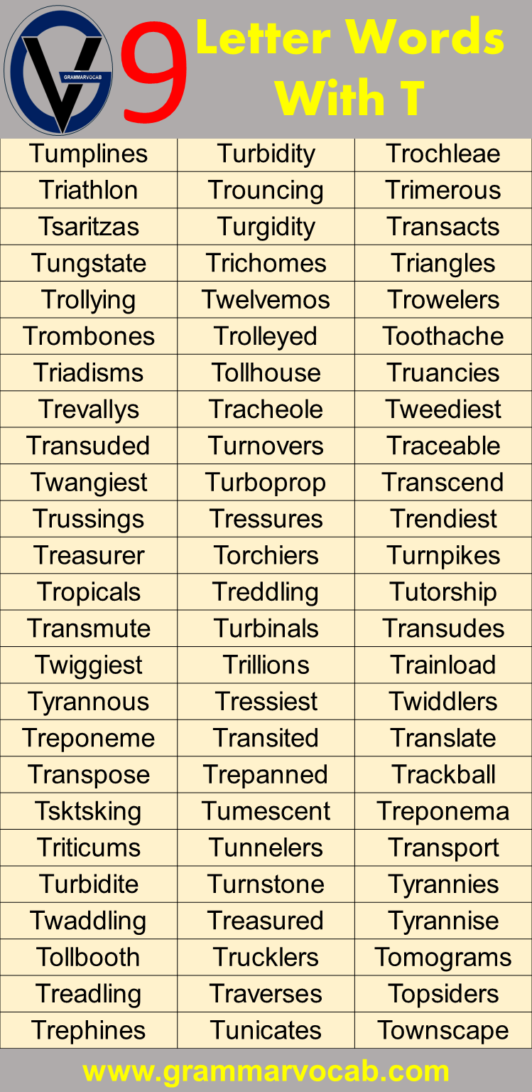 Nine Letter Words Starting With T