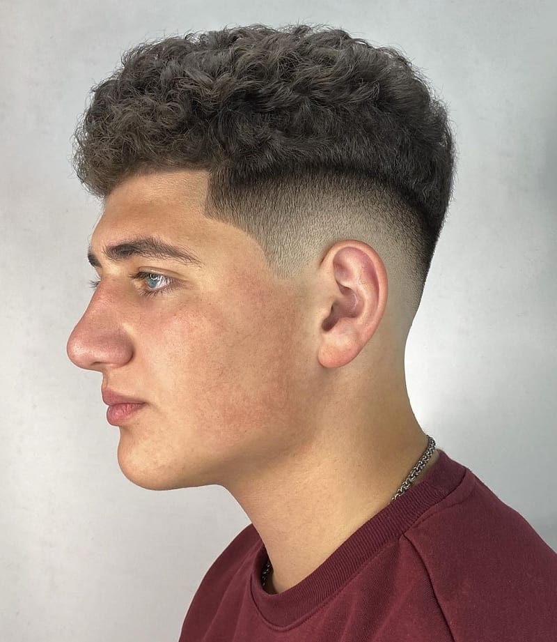 Curly Top with Drop Fade