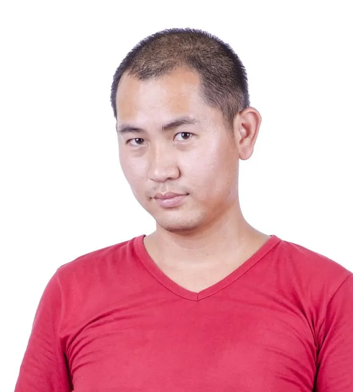 Asian men's buzz cut