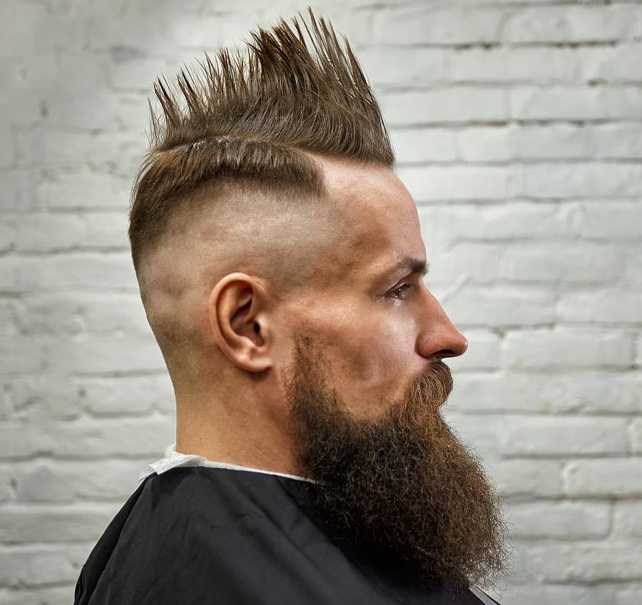 high drop fade with beard