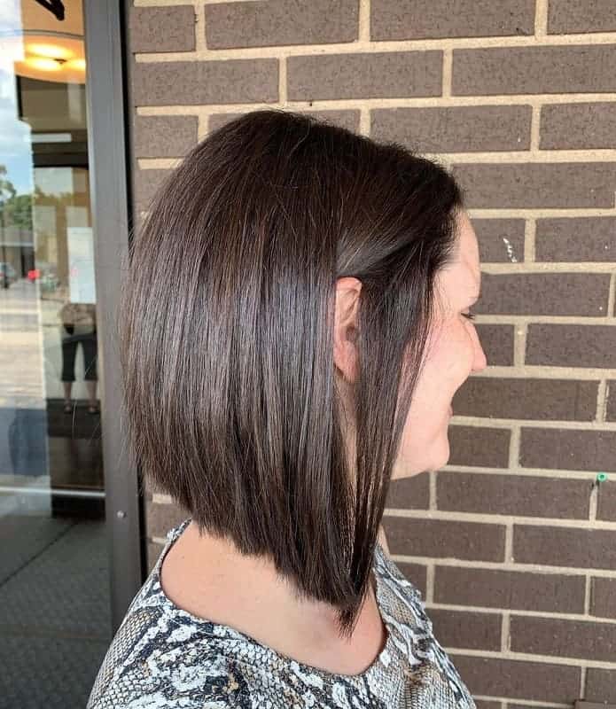 angled bob for short dark brown hair