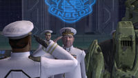 Lord Hood being saluted at the awards ceremony.