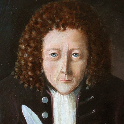 Scientist Robert Hooke discovered microorganisms portrait painting of robert hooke