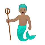 Merman Emoji with Medium Skin Tone, Google style